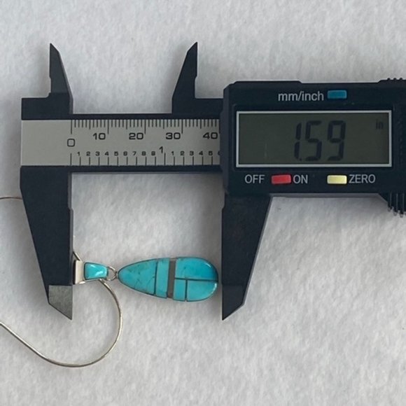 Sterling Silver Inlay Turquoise Teardrop Pendant n - Picture 9 of 14